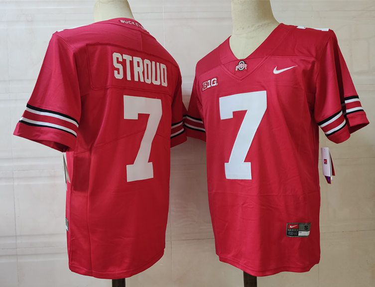 Men Ohio State Buckeyes #7 Stroud Red Nike 2025 NCAA Jersey->ncaa teams->NCAA Jersey
